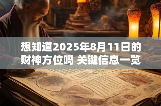 想知道2025年8月11日的财神方位吗 关键信息一览