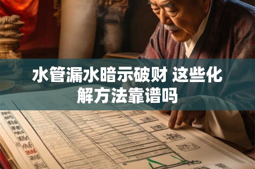 水管漏水暗示破财 这些化解方法靠谱吗