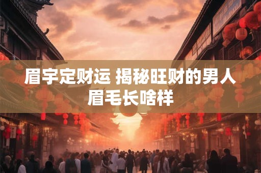 眉宇定财运 揭秘旺财的男人眉毛长啥样