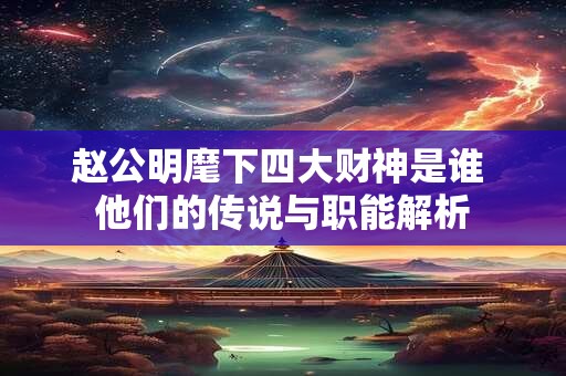 赵公明麾下四大财神是谁 他们的传说与职能解析