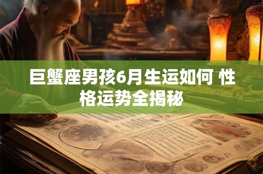 巨蟹座男孩6月生运如何 性格运势全揭秘