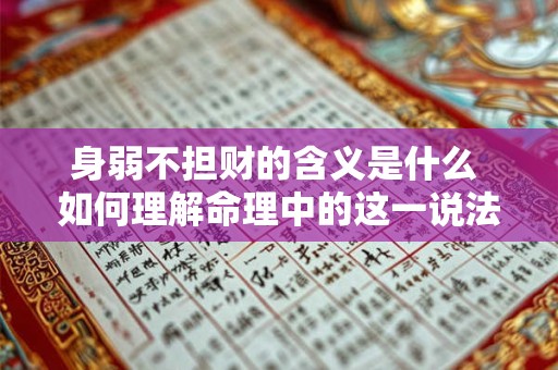 身弱不担财的含义是什么 如何理解命理中的这一说法