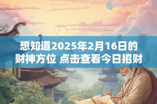 想知道2025年2月16日的财神方位 点击查看今日招财指南