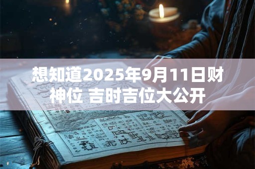 想知道2025年9月11日财神位 吉时吉位大公开