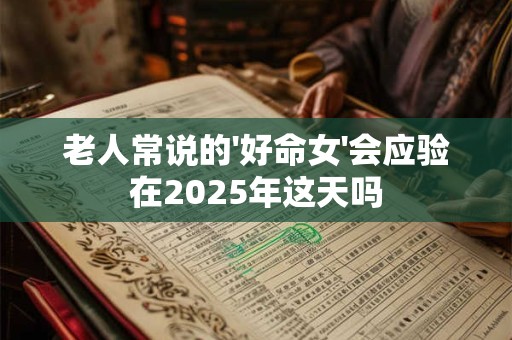 老人常说的'好命女'会应验在2025年这天吗