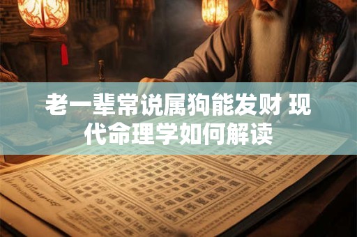 详细阅读:老一辈常说属狗能发财 现代命理学如何解读 老一辈常说属狗能发财 现代命理学如何解读