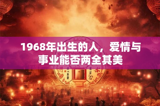 1968年出生的人，爱情与事业能否两全其美