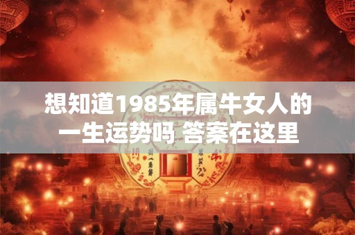 详细阅读:想知道1985年属牛女人的一生运势吗 答案在这里 想知道1985年属牛女人的一生运势吗 答案在这里