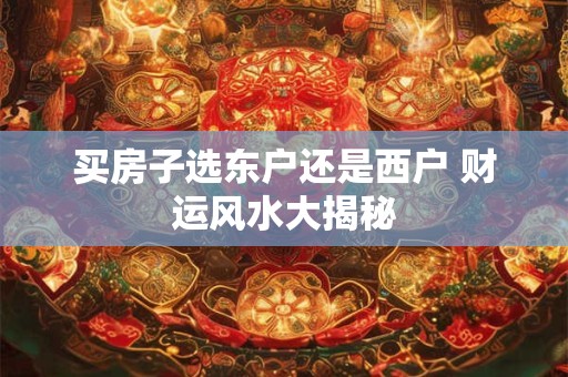 买房子选东户还是西户 财运风水大揭秘