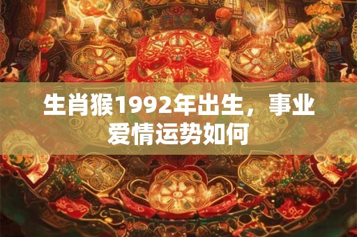 生肖猴1992年出生，事业爱情运势如何