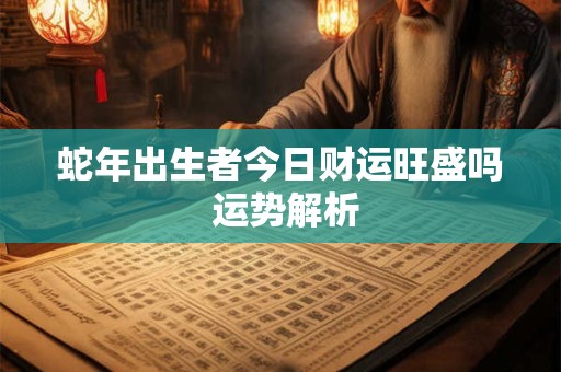 蛇年出生者今日财运旺盛吗 运势解析