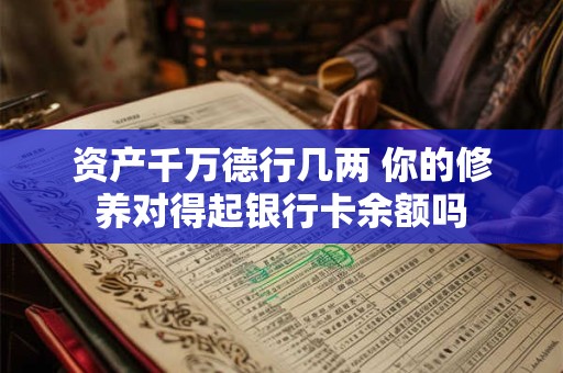 资产千万德行几两 你的修养对得起银行卡余额吗