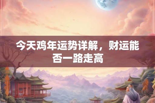 今天鸡年运势详解，财运能否一路走高