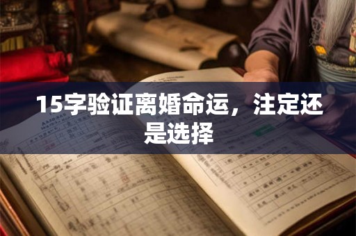 15字验证离婚命运，注定还是选择