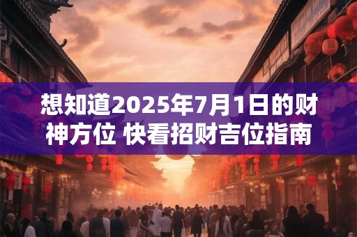 想知道2025年7月1日的财神方位 快看招财吉位指南