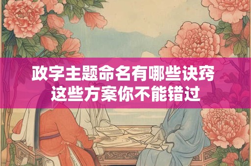 政字主题命名有哪些诀窍 这些方案你不能错过