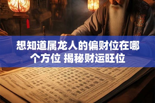 想知道属龙人的偏财位在哪个方位 揭秘财运旺位