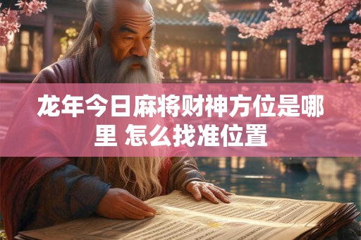 龙年今日麻将财神方位是哪里 怎么找准位置