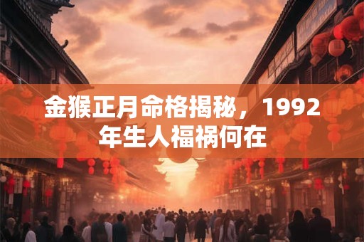 金猴正月命格揭秘，1992年生人福祸何在