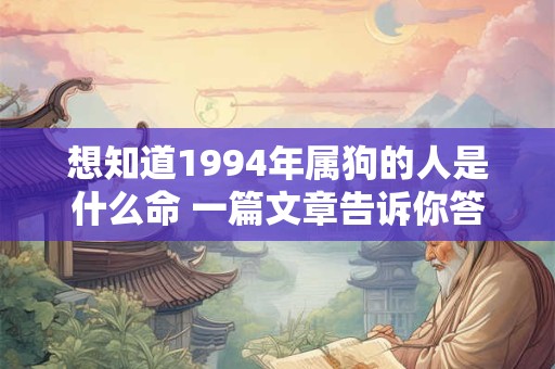 想知道1994年属狗的人是什么命 一篇文章告诉你答案