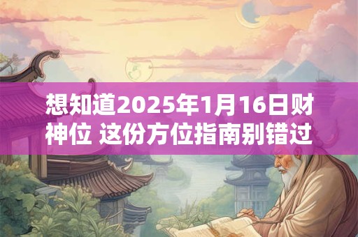 想知道2025年1月16日财神位 这份方位指南别错过