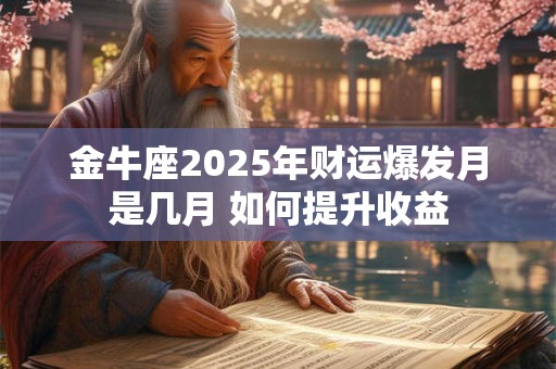 金牛座2025年财运爆发月是几月 如何提升收益