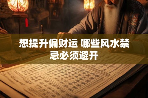 想提升偏财运 哪些风水禁忌必须避开