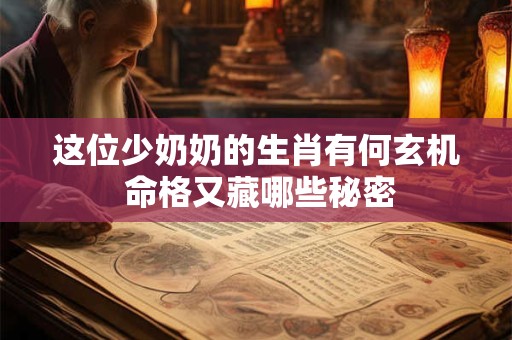 这位少奶奶的生肖有何玄机 命格又藏哪些秘密