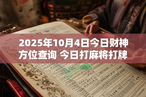 2025年10月4日今日财神方位查询 今日打麻将打牌财运方位