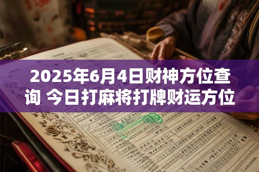 2025年6月4日财神方位查询 今日打麻将打牌财运方位