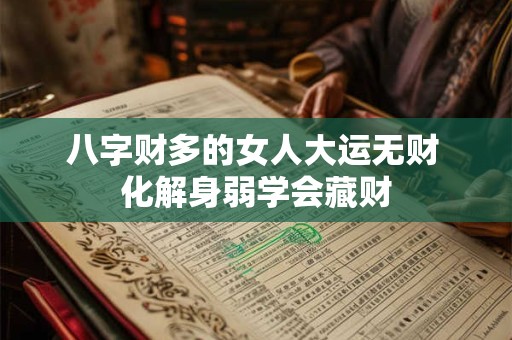 八字财多的女人大运无财 化解身弱学会藏财