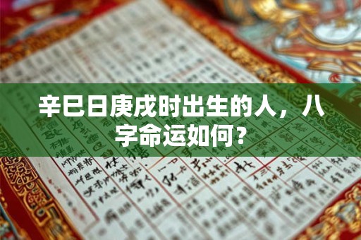 辛巳日庚戌时出生的人，八字命运如何？