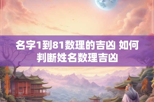名字1到81数理的吉凶 如何判断姓名数理吉凶