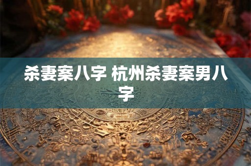 杀妻案八字 杭州杀妻案男八字