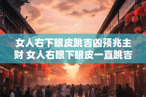 女人右下眼皮跳吉凶预兆主财 女人右眼下眼皮一直跳吉凶