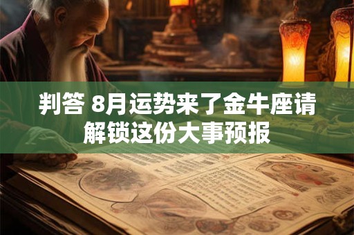 判答 8月运势来了金牛座请解锁这份大事预报