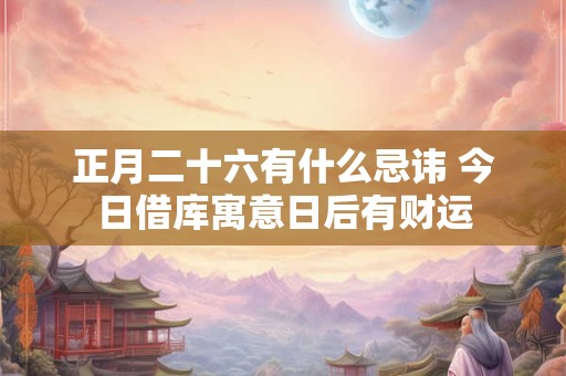 正月二十六有什么忌讳 今日借库寓意日后有财运