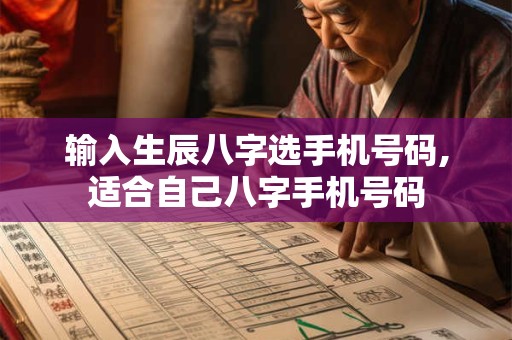 输入生辰八字选手机号码,适合自己八字手机号码