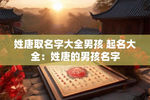 姓唐取名字大全男孩 起名大全：姓唐的男孩名字