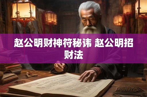 赵公明财神符秘讳 赵公明招财法