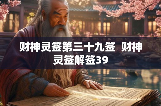 财神灵签第三十九签  财神灵签解签39