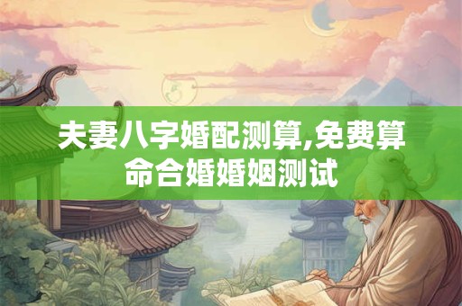 夫妻八字婚配测算,免费算命合婚婚姻测试