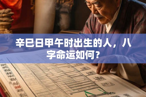 辛巳日甲午时出生的人，八字命运如何？