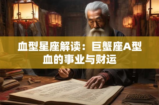 血型星座解读：巨蟹座A型血的事业与财运