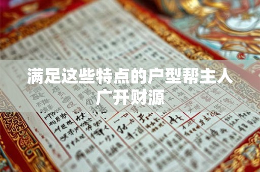 满足这些特点的户型帮主人广开财源