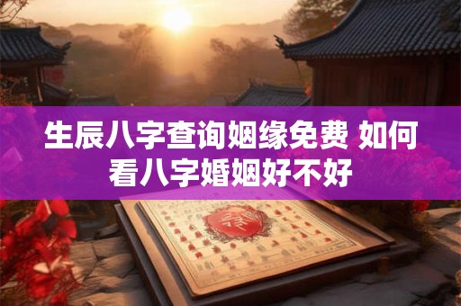 生辰八字查询姻缘免费 如何看八字婚姻好不好