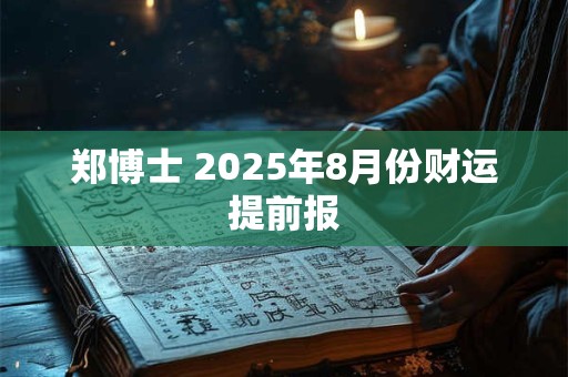 郑博士 2025年8月份财运提前报