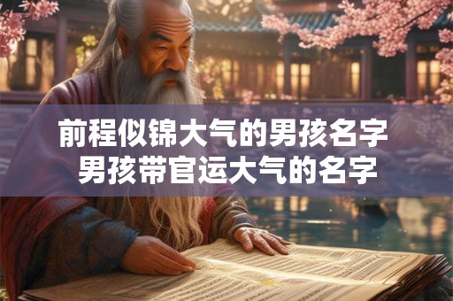 前程似锦大气的男孩名字 男孩带官运大气的名字