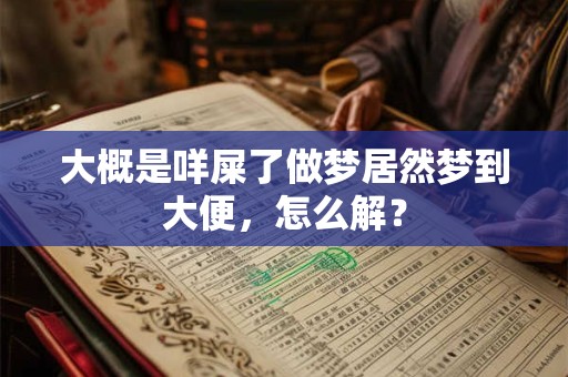 大概是咩屎了做梦居然梦到大便，怎么解？