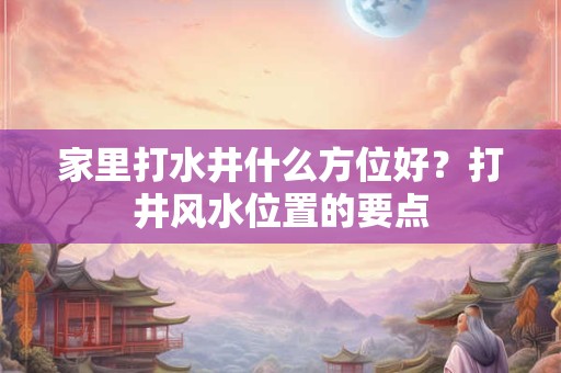 家里打水井什么方位好？打井风水位置的要点